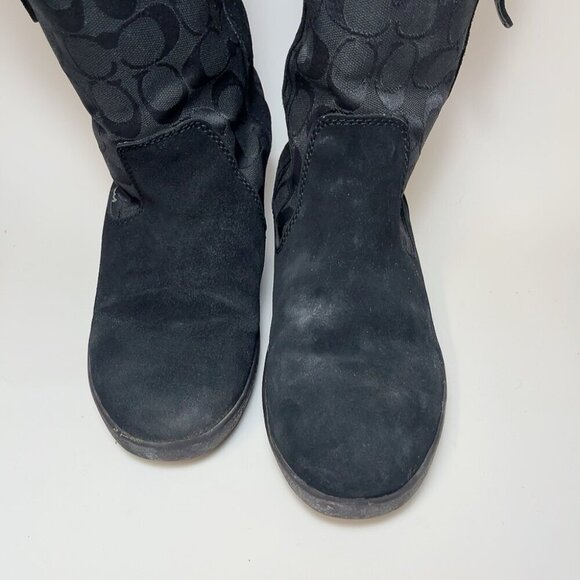 Coach Womens 7.5 Tulip Signature Leather Black Patterned Boots - Picture 5 of 16